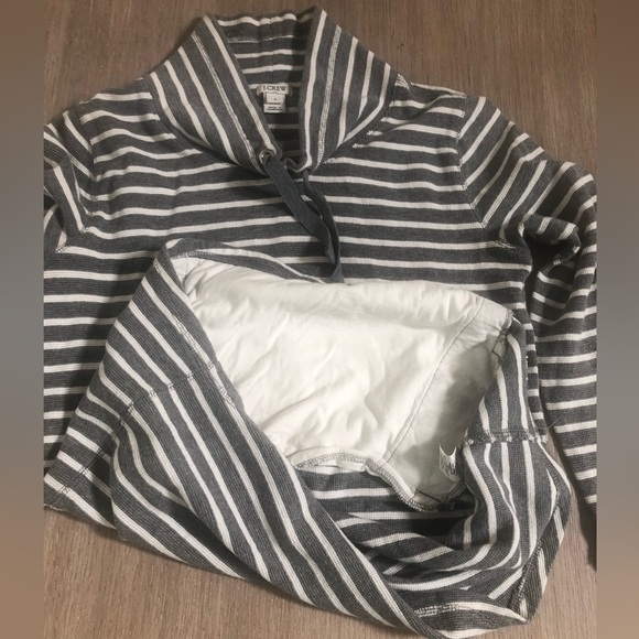 J. Crew Striped Funnelneck Pockets Waffle Knit Sweatshirt - Picture 9 of 16